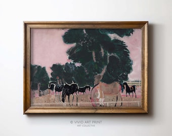 Abstract Equestrian PRINTABLE Wall Art | Vintage Oil Painting Cottage Core Home Decor Digital Download | Vivid Art Print AB-514