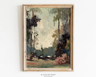 PRINTABLE Soft Pastel Garden Vintage Wall Art | Cottagecore Landscape Muted Painting Home Decor Digital Download | Vivid Art Print JC-343