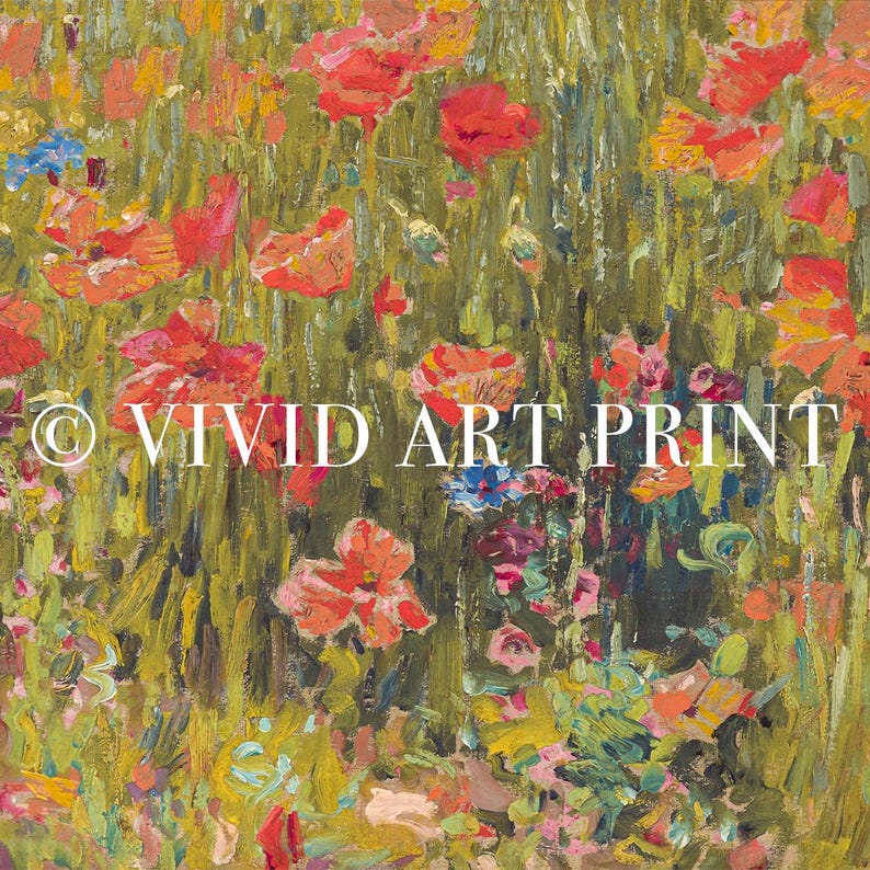 Floral Vintage Poppies Meadow PRINTABLE Wall Art Wildflowers