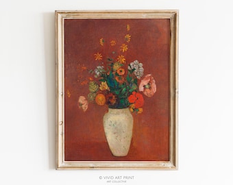 Vintage Still Life PRINTABLE Wall Art | Cottage Core Botanical Moody Home Decor Neutral Floral Digital Download | Vivid Art Print OR-154