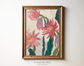 Modernist Floral Abstract PRINTABLE Wall Art | Vintage Watercolor Botanical Painting Home Decor Digital Download | Vivid Art Print EN-325