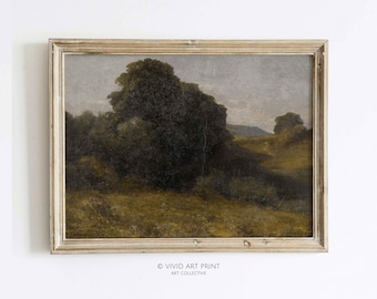 Vintage Landscape Art Print: Rustic Cottagecore Decor (Digital Download)