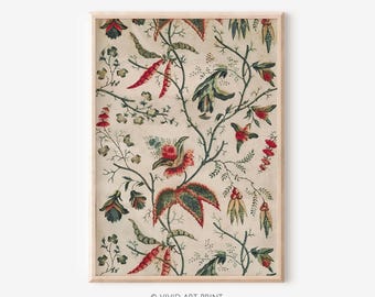 Neutral Floral Textile PRINTABLE Wall Art | Vintage Botanical Minimalist Decorative Home Decor Digital Downloadable | Vivid Art Print SW-820