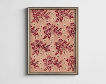 Vintage bloementapijtkunstprint: rustiek-botanisch ontwerp (digitale download)