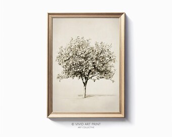 Vintage appelboom Sketch Art Print: botanische illustratie (digitale download)