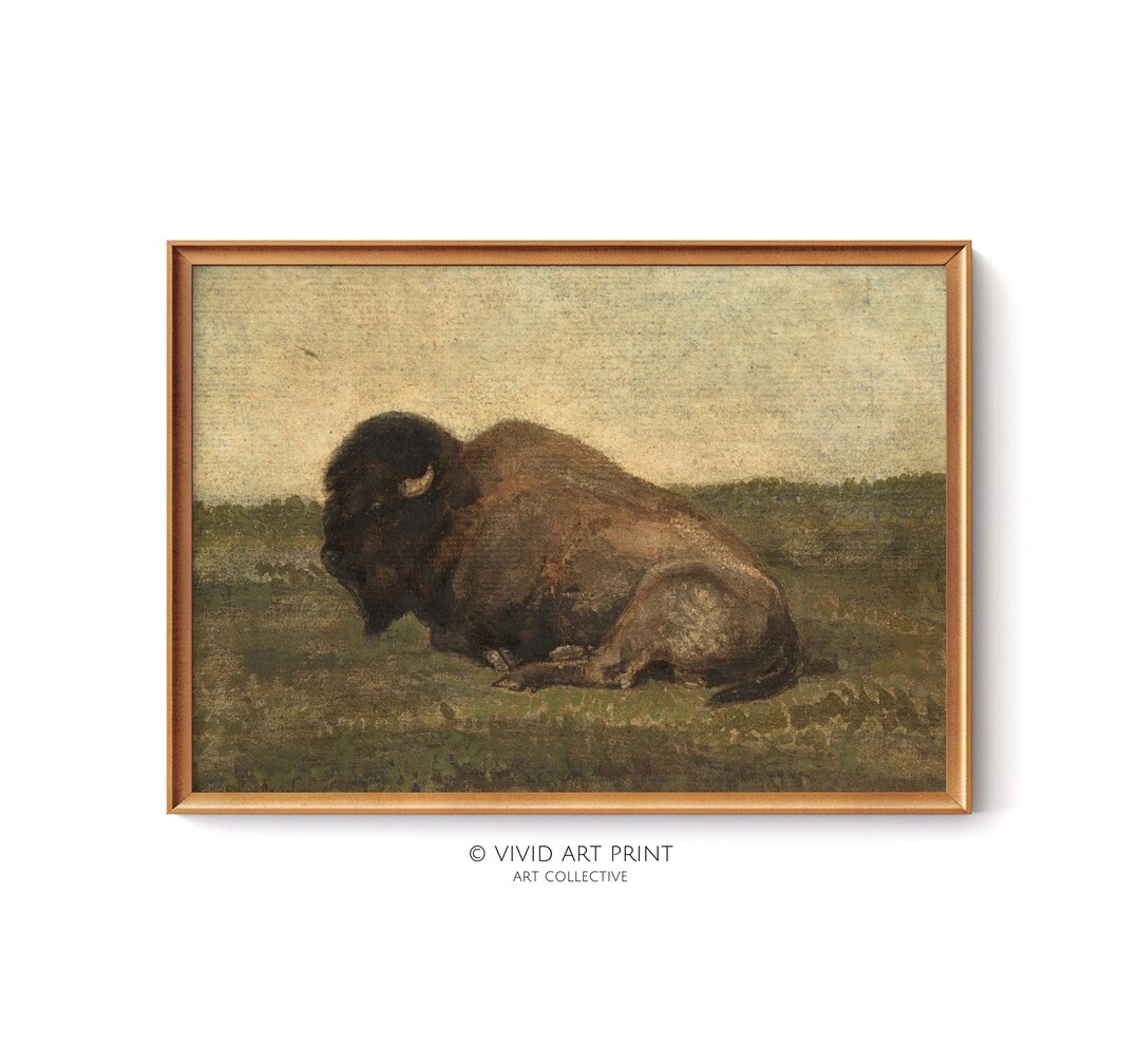 Vintage Lone Bison PRINTABLE Wall Art | Antique Western Rustic ...