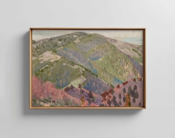 Abstract Mountain Landscape PRINTABLE Wall Art | Vintage Pastel Hills Home Decor Digital Download | Vivid Art Print WD-427
