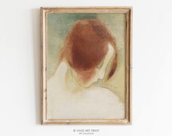 Neutraal abstract portret AFDRUKBARE kunst | Vintage Fine Art Print minimalistisch interieur digitale download | Levendige kunstafdruk HS-352