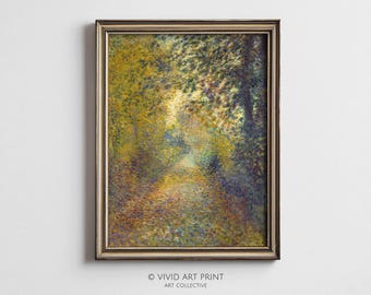 Vintage Forest Path Oil Painting: Moody Cottagecore Art (Digital Download)