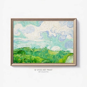 Antiquité impressionnisme paysage art imprimable « Green Field » décoration vintage numérique téléchargeable | Impression d&#39;art vive VG-118
