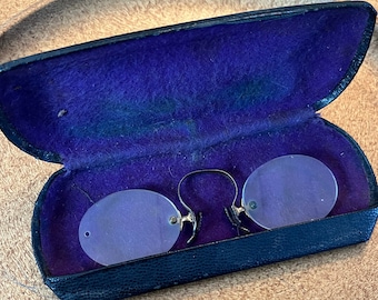 Rare Antique Glasses Edwardian Pince Nez Glasses Women’s 1900s Spectacles With Case