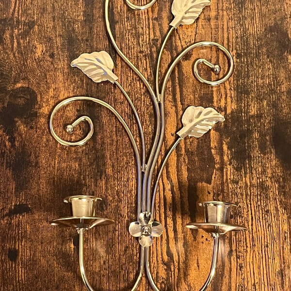 Vintage Brass Home Interiors Set of Wall Sconces