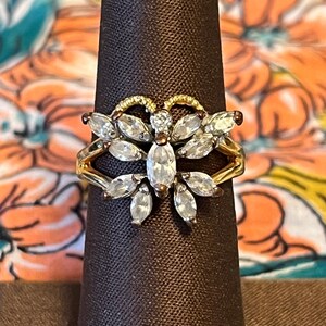 Vintage Estate Ring Diamond Butterfly Gold Ring Size 7