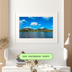 Mountain Print, Mountains through a lens, Digital print, Landscape photography, Lake photography, Sky photography, Wall art, Modern print