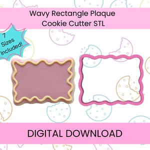 Cortador de galletas rectangular ondulado (archivo STL, descarga digital)