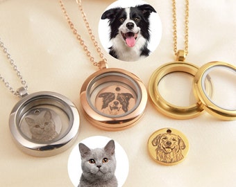 Collana personalizzata in pelliccia di animale domestico • Collana con medaglione in pelliccia di animale domestico • Memoriale per peli di cane • Collana con medaglione con foto • Ricordo di cane gatto e animale domestico • Regalo per la perdita dell'animale domestico