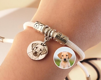Custom Pet Portrait Bracelet • Pet Portrait Custom Bracelet •Engraved Dog Cat Bracelet•Cat Lover Gift • Pet Memorial Gift•Gift for Pet Lover