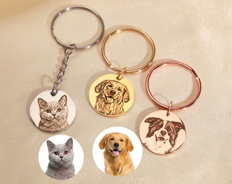 Custom Pet Photo Keychain • Engraved Pet Portrait Keychain • Pet Memorial Keyring • Personalized Keychain • Pet Lovers Gift • Dog Mom Gift