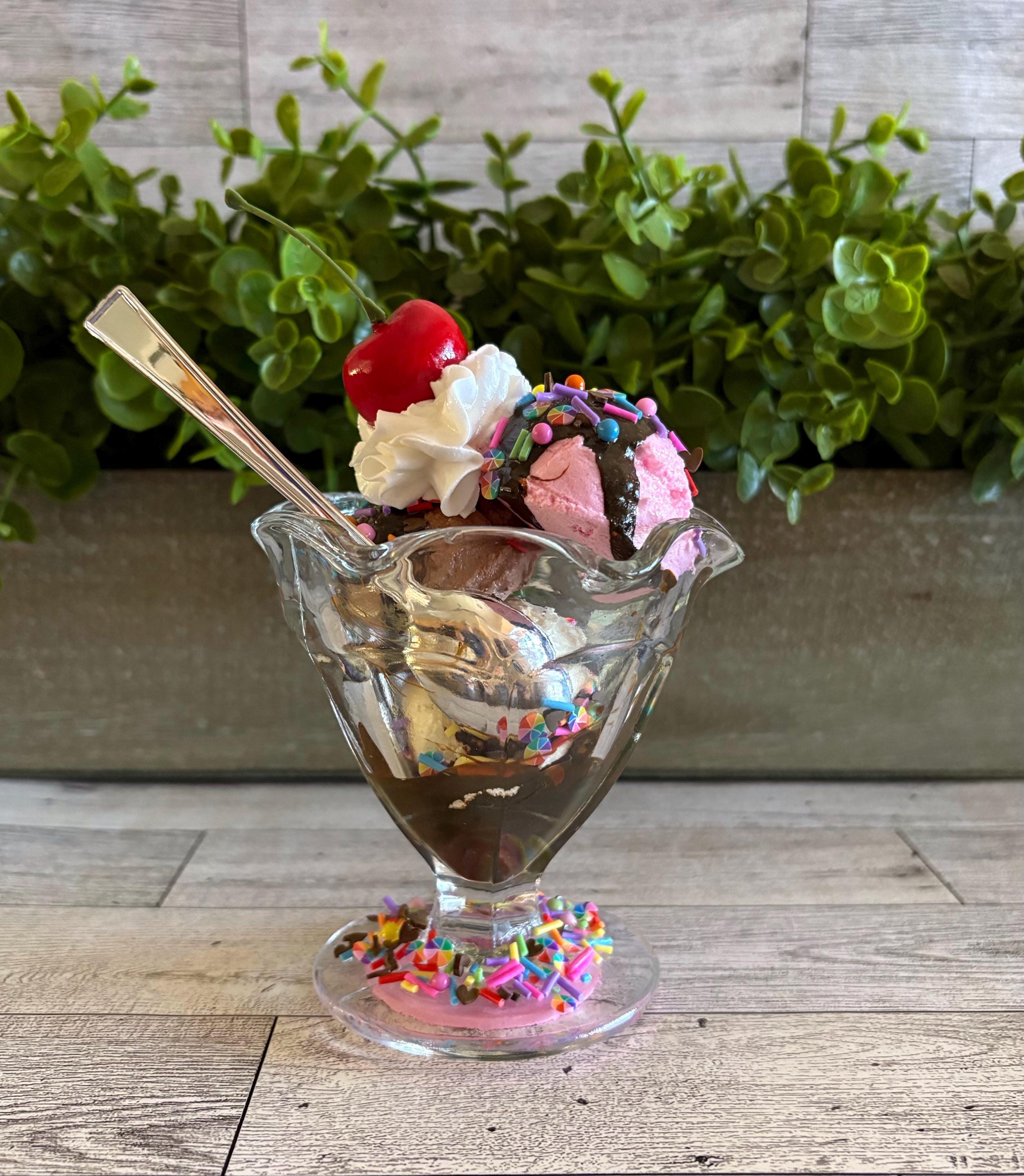 Fake Neapolitan Hot Fudge Sundae | Ice Cream Decor | Dessert Bar ...