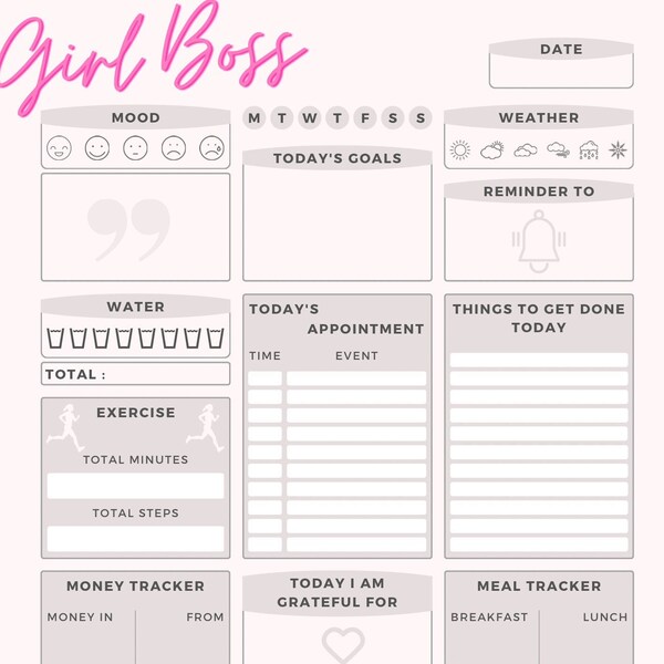 Girl Boss (Digital & Printable) Daily Planner