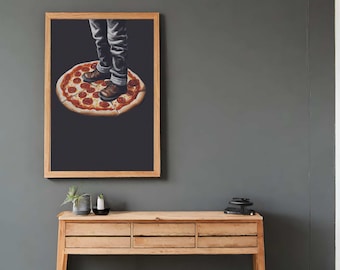 Stepping stone | vintage poster, digital download, exclusive art, vintage aesthetics, digital design, wall decor, pizza poster, digital art