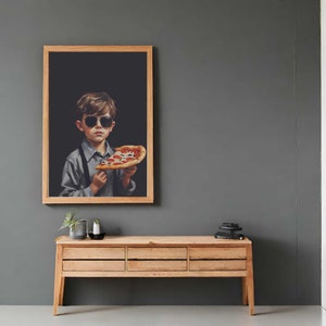 Sigue comiendo/ cartel vintage, descarga digital, arte exclusivo, estética vintage, diseño digital, decoración de pared, cartel de pizza, pintura digital