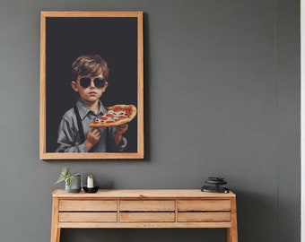 Keep eating| vintage poster, digital download, exclusive art, vintage aesthetics, digital design, wall decor, pizza poster, digital painting