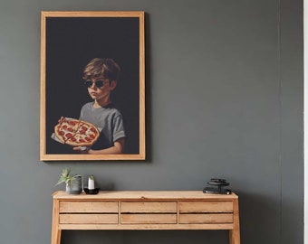 Pizza boy| vintage poster, digital download, exclusive art, vintage aesthetics, digital design, wall decor, digital art, pizza art print
