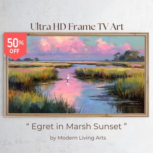 Samsung Frame Tv Art Salt Marsh, Marsh Art, Egret, Late Summer Frame TV Art, Fall Frame Tv Art, Coastal Art, Frame TV Art, Samsung TV Art