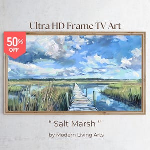 Samsung Frame Tv Art Salt Marsh, Oil Painting Style, Low Country, South Carolina, Coastal Tv Art, Summer Tv Art, Frame TV Art Bestseller