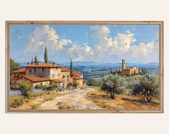 Tuscan Countryside Frame TV Art Italy Landscape Digital Painting Impasto Oil Style Tuscan Countryside Wall Art Traveller Digital Download