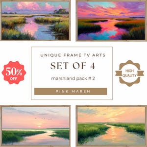 Samsung Frame Tv Art Salt Marsh, 4 Set Frame Tv Bundle, Pink Marsh Art, Fall Frame Tv Art, Late Summer Frame Tv Art, Frame Tv Coastal Art