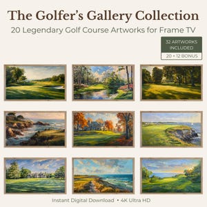 Golf Art for Samsung Frame TV, Bundle Set of 20 Digital Oil Painting Artworks for Man Cave Living Room, For Golfer Dads, Husband, and Friend