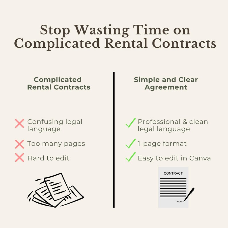House Renting Contracks Rental Agreement House Template Canva Editable Lease Contract for ...
