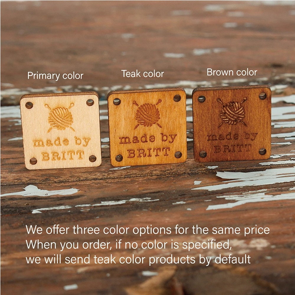 50 Custom Wood Tags,handmade Gift Wooden Labels, Knitting Labels, Name ...