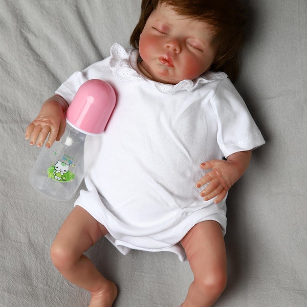 Wiedergeborene handgemachte Silikon-Vinyl-Babypuppen 18-Zoll-Schlafen Realistische Neugeborenen-Babypuppen sehen reale lebensechte Kleinkind-3D-Haut mit sichtbaren Venen aus