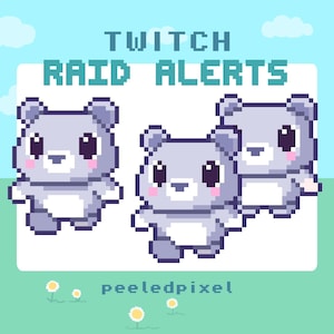 White Bear Twitch Raid Alert Pack | Cute Animated Pixel Bear Bundle | Stream Animal Raid Overlay Assets | 3x Alerts