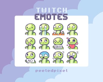 12 emoticones de serpiente para Twitch y Discord / Pack de emoticones de serpiente para Twitch, Pack de emoticones para Discord, Paquete de emoticones de serpiente / Listo para usar