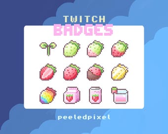 Strawberry Badges for Twitch/YouTube/Discord | Bit Badges | Twitch Sub Badges | Stream Badges | Discord Roles | Youtube Badges