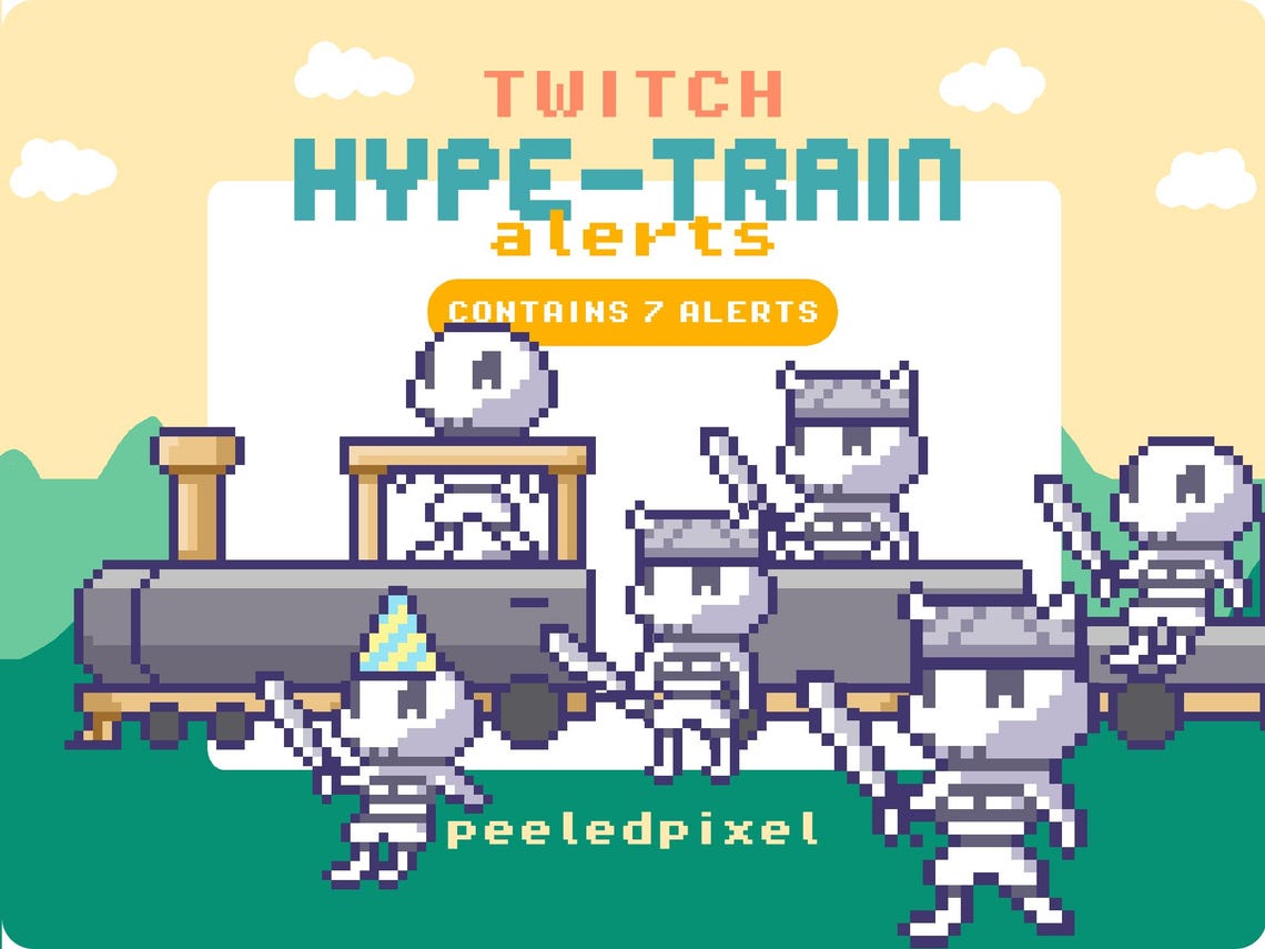 Animated Pixel Skeleton Hype Train Alerts: Twitch Stream Overlay (7x ...