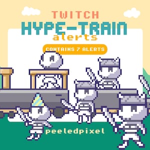 Animated Pixel Skeleton Hype Train Alerts: Twitch Stream Overlay (7x .WEBM Files)(PDF Guide Included)