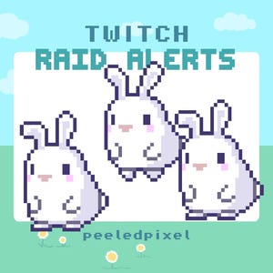 Bunny Twitch Raid Alarm Paket | Niedliches Animiertes Pixel Häschen Bündel | Tier Raid Overlay Objekte | 3x Alarme