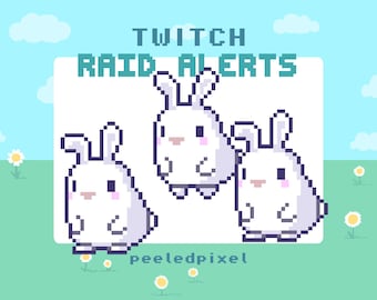 Bunny Twitch Raid Alert Pack | Cute Animated Pixel Bunny Bundle | Stream Animal Raid Overlay Assets | 3x Alerts
