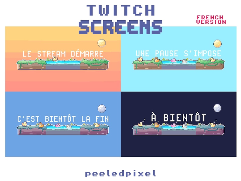 Duck Island Stream Screen Pack | Cute Animated Pixel Duck Screens | 4x ...