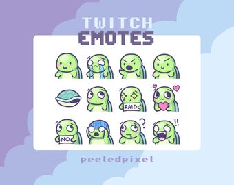 Turtle Emotes x 12 for Twitch & Discord Emote | Turtle Twitch Emote Pack, Discord Emote Pack, Turtle Emotes Bundle | Ready to Use