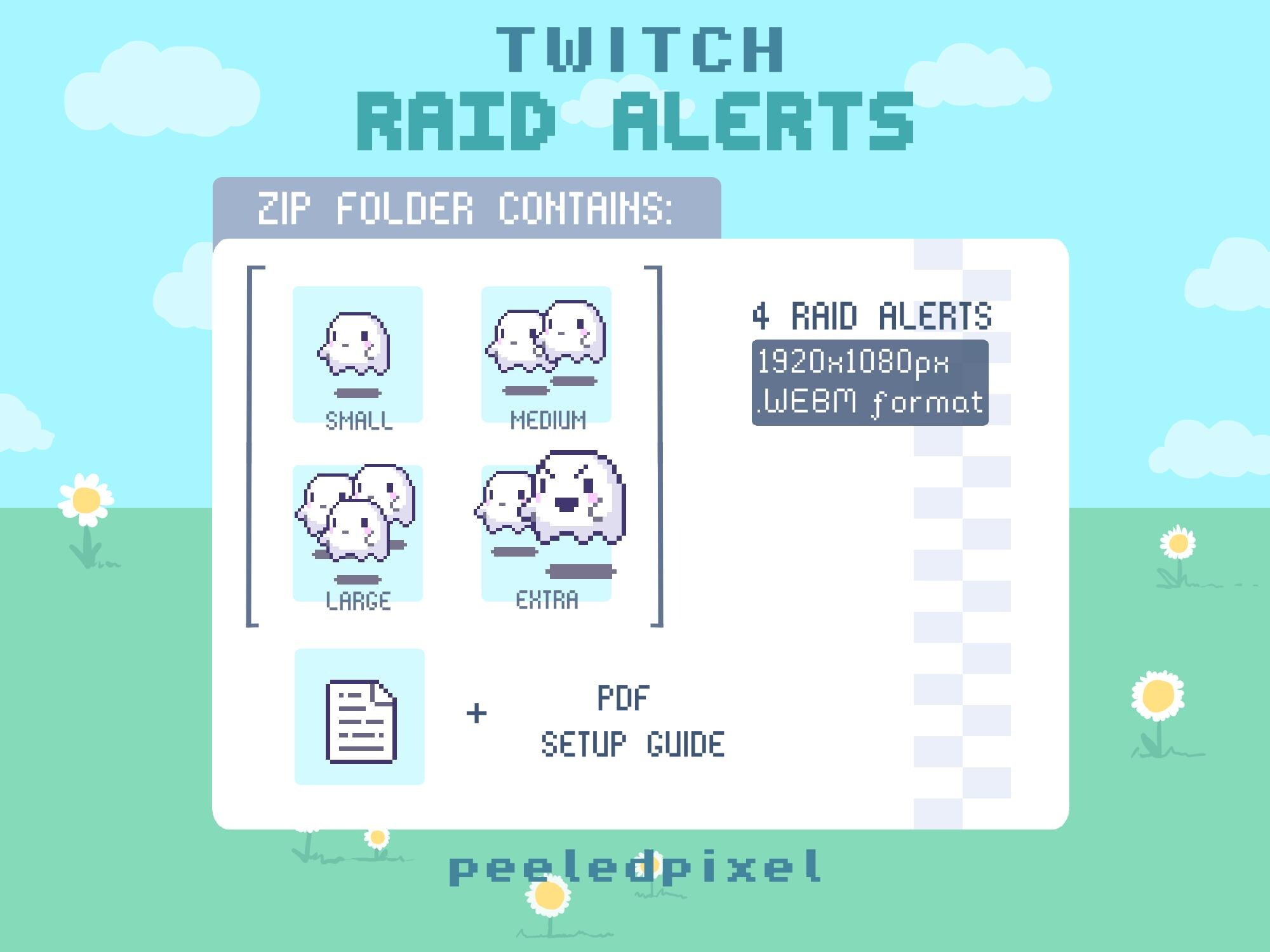 Raid Animation Button Ghost Twitch Raid Alert Pack | Cute Animated Pixel Ghost Bundle ...
