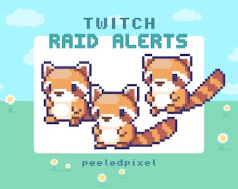 Rode Panda Twitch Raid Alert Pack | Geanimeerde Pixel Bundle | Raid Overlay Assets | 3x Alerts