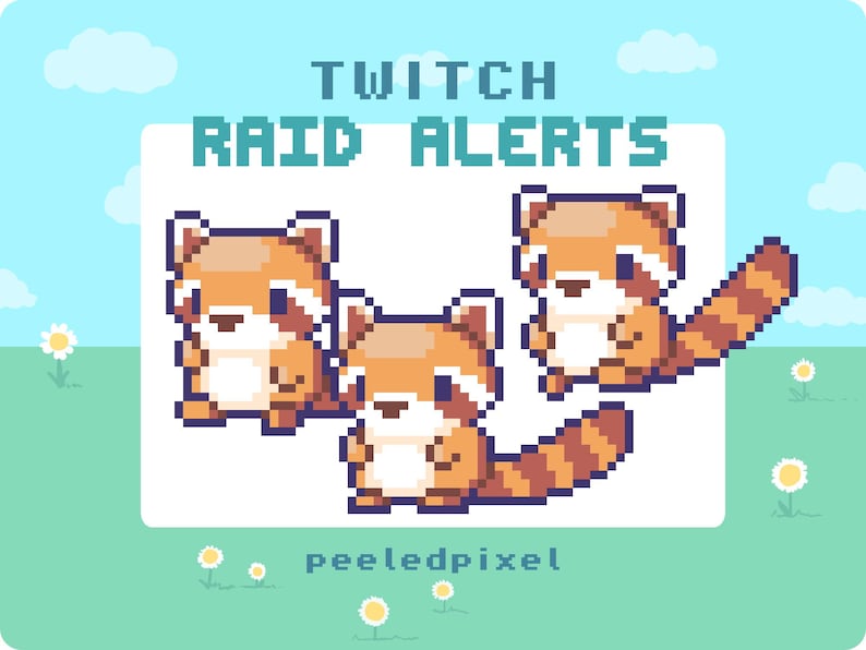 Red Panda Twitch Raid Alert Pack | Animated Pixel Bundle | Raid Overlay ...