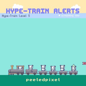 Alertes animées Pixel Panda Hype Train : superposition de flux Twitch (7 fichiers .WEBM) (guide PDF inclus) image 6
