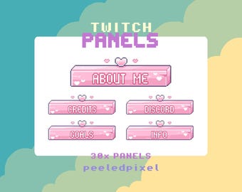 Pink Heart Twitch-panelen voor streamers: direct downloaden/gebruiksklaar png-bestand (transparant)